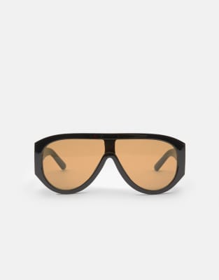 Pull & Bear - Oversize-Pilotensonnenbrille in Schwarz