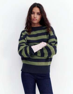 Pull & Bear - Oversize-Pullover in Khaki-Grün