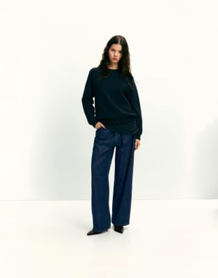 Pull & Bear - Oversize-Pullover in Schwarz mit Rundhalsausschnitt