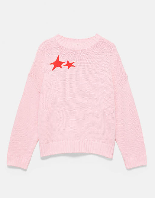 Pull&Bear Oversize-Pullover mit Stern in Pink, 4 von 6