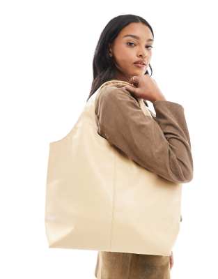 Pull & Bear - Oversize-Shopper in Zitronenbutter-Gelb