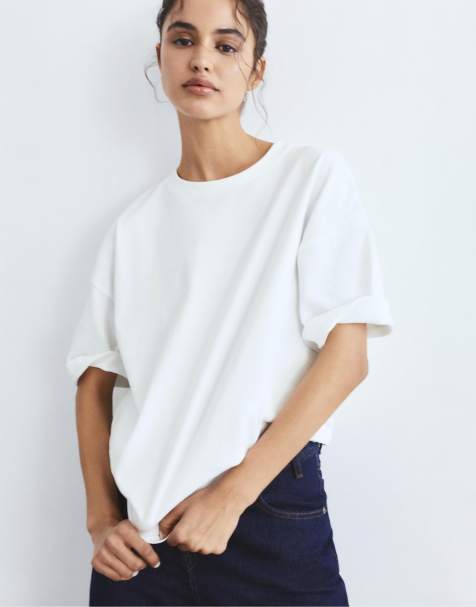 Pull&Bear Oversize short sleeve t-shirt in white