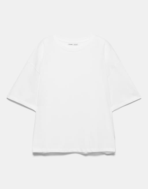Pull&Bear Oversize short sleeve t-shirt in white, 5 of 7