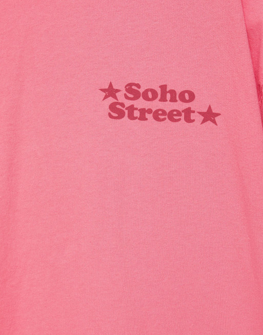 Pull&Bear Oversize Soho Street Grafik-T-Shirt in Pink, 6 von 7