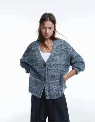 Pull & Bear - Oversize-Strickjacke in Blau