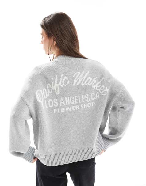 Pull&Bear – Oversize-Strickjacke in Grau - view 1