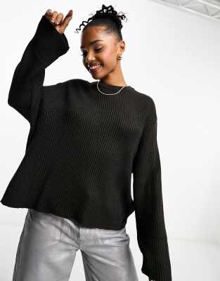 Pull&Bear – Oversize-Strickpullover in Anthrazit