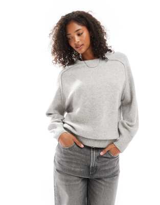 Pull & Bear - Oversize-Strickpullover in Grau