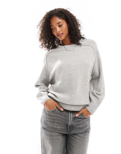 Pull&Bear – Oversize-Strickpullover in Grau - view 1