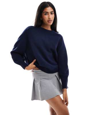 Pull & Bear - Oversize-Strickpullover in Marineblau