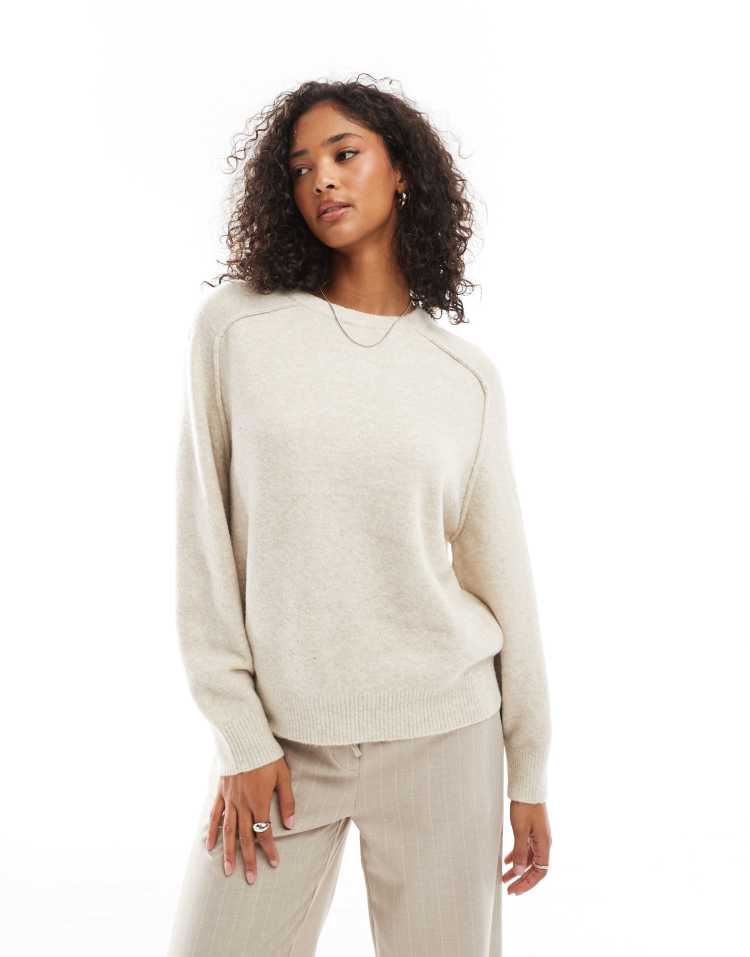 Pull & Bear - Oversize-Strickpullover in Sand-Neutral