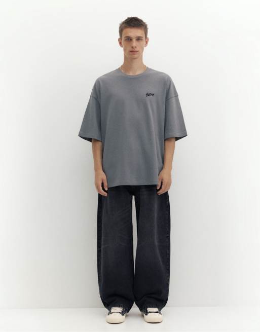 Pull&Bear oversize stwd t-shirt i grått, 4 av 5