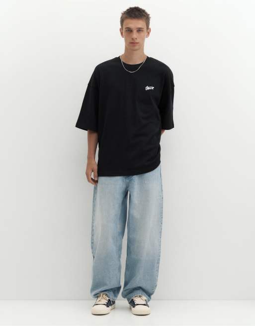 Pull&Bear Oversize stwd T-shirt i sort, 4 af 5