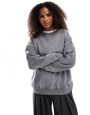 Pull & Bear - Oversize-Sweatshirt in verwaschenem Grau