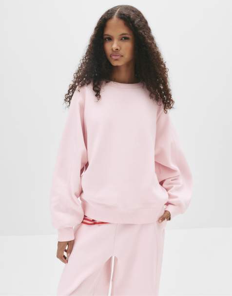 Pull&Bear Oversize sweatshirt with seams in rose pink - view 1