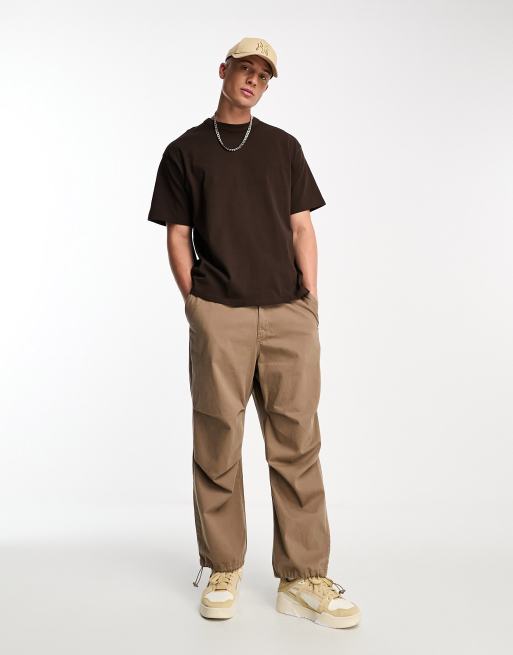 Pull&Bear – Oversize-T-Shirt in Braun
