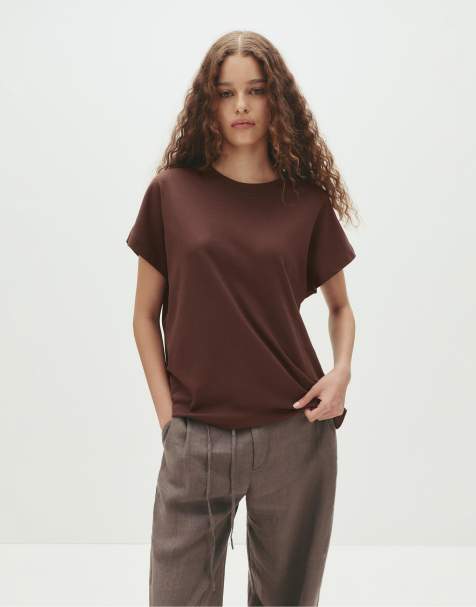 Pull&Bear – Oversize-T-Shirt in Burgunderrot mit weiten Ärmeln - view 1