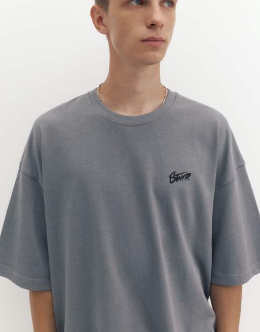 Pull&Bear Oversize T-Shirt in Grau, 3 von 5