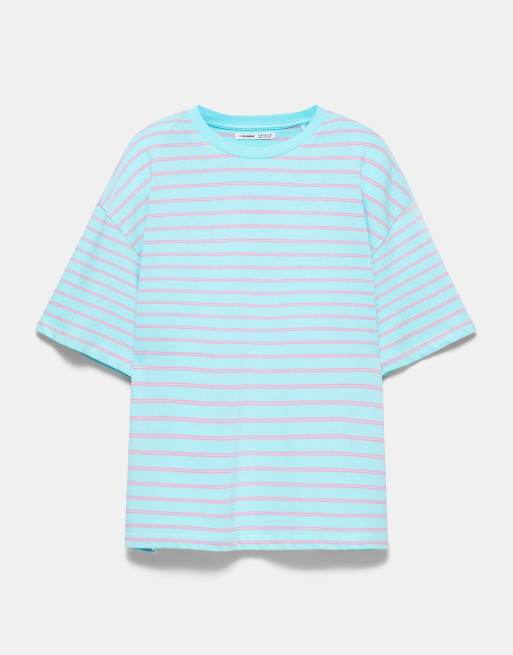Pull&Bear oversize t-shirt med korta ärmar i ljusblått, 5 av 7
