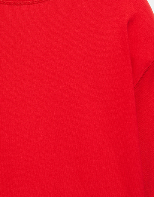 Pull&Bear oversize t-shirt med långa ärmar i rött, 7 av 7