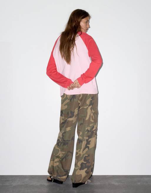 Pull&Bear oversize t-shirt med raglanärmar i rosa, 2 av 7