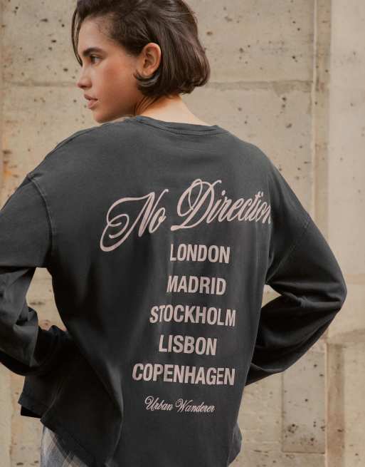 Pull&Bear Oversize T-Shirt mit Grafik in Schwarz, 6 von 7