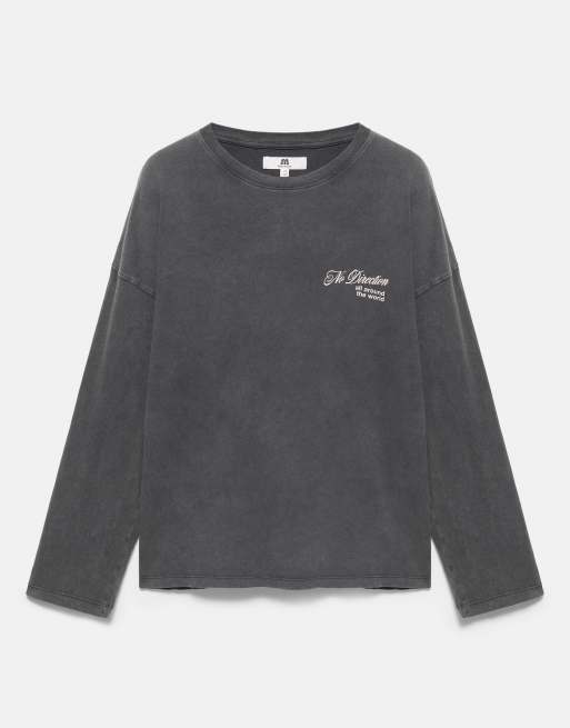 Pull&Bear Oversize T-Shirt mit Grafik in Schwarz, 7 von 7