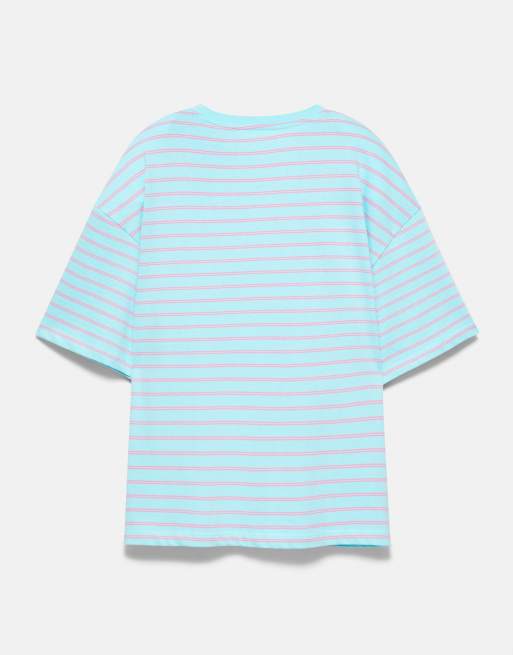 Pull&Bear Oversize T-Shirt mit kurzen Ärmeln in Hellblau, 7 von 7