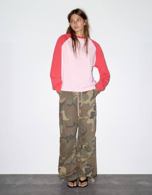 Pull&Bear Oversize-T-Shirt mit Raglanärmeln in Pink, 4 von 7