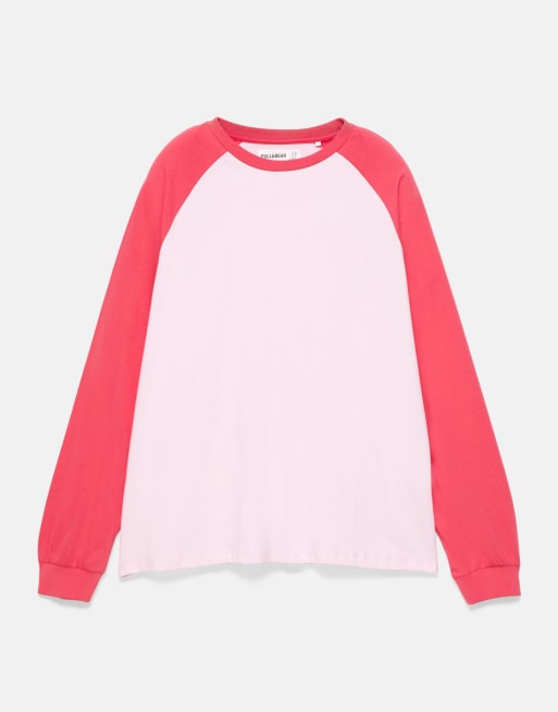 Pull&Bear Oversize-T-Shirt mit Raglanärmeln in Pink, 5 von 7