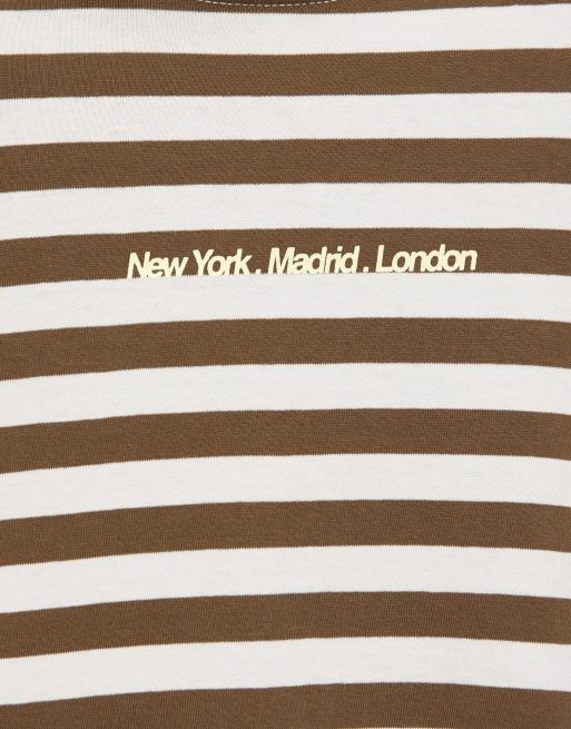 Pull&Bear Oversize-T-Shirt mit Streifen in Braun, 4 von 5