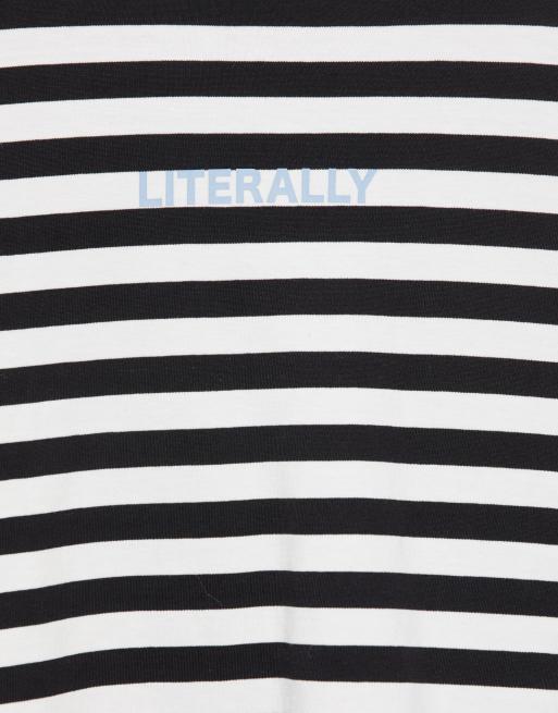 Pull&Bear Oversize-T-Shirt mit Streifen in Schwarz, 5 von 6