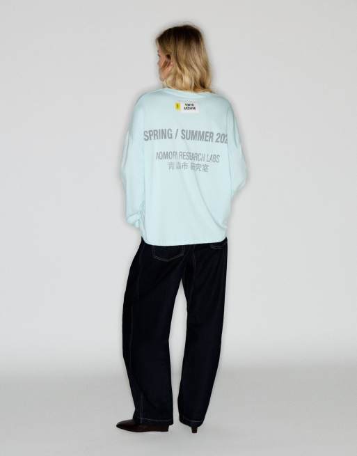 Pull&Bear Oversize tokyo graphic t-shirt in turquoise, 2 of 7