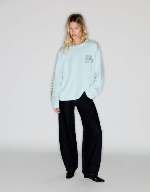 Pull&Bear Oversize tokyo graphic t-shirt in turquoise, 4 of 7