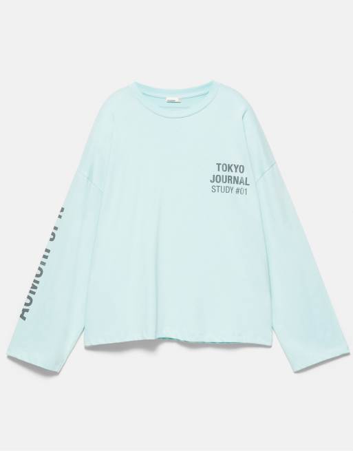 Pull&Bear Oversize tokyo graphic t-shirt in turquoise, 5 of 7