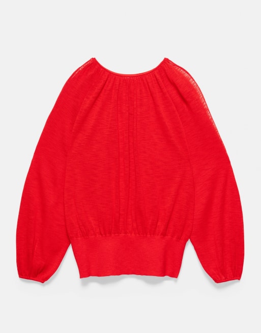Pull&Bear oversize-tröja med rynkade detaljer i rött, 6 av 7