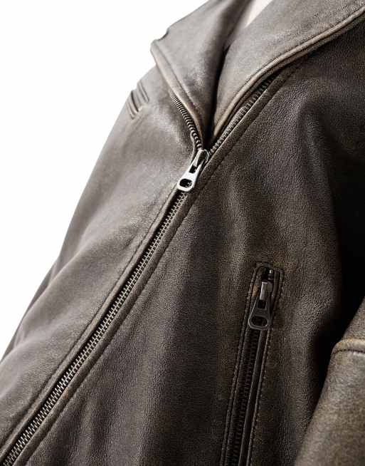H&m genuine leather jacket sale
