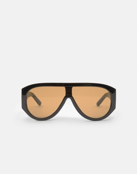 Pull&Bear Oversized aviator sunglasses in black - view 1