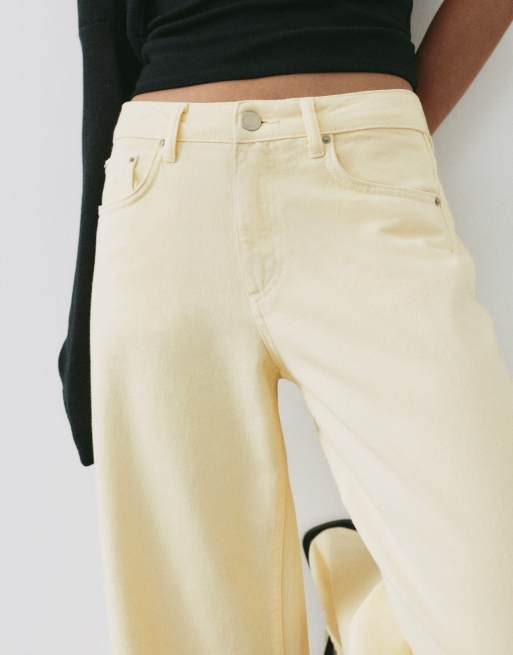 Pull&Bear oversized baggy jeans in geel, 3 van 7