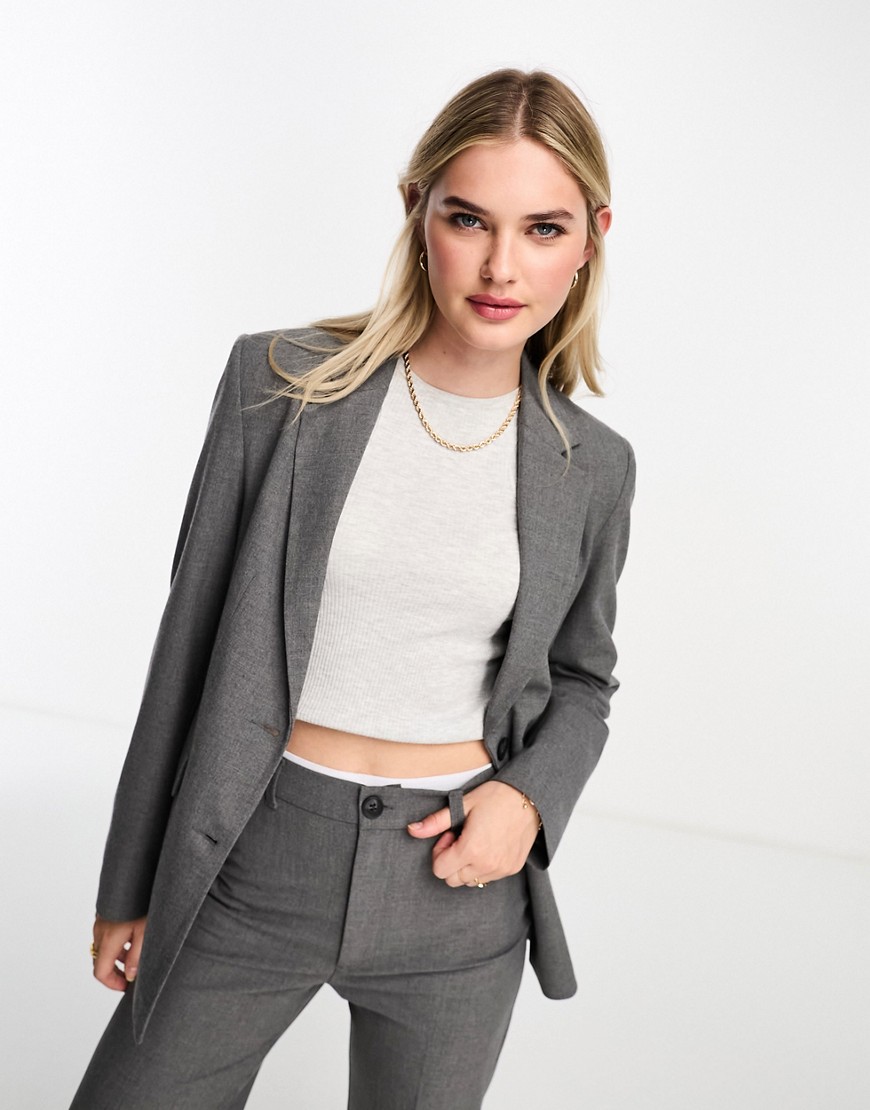 Pull & Bear Oversized Blazer In Charcoal Gray - Part Of A Set In Neutral