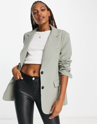 Pull&Bear oversized blazer in khaki