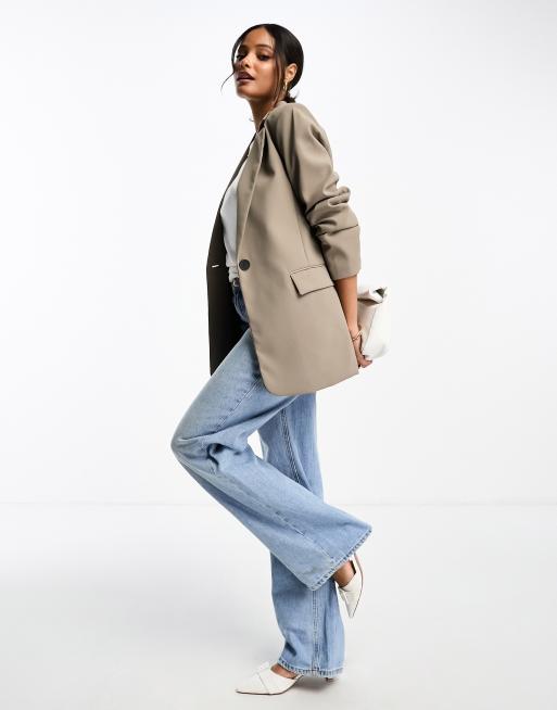 Pull Bear oversized blazer in taupe brown