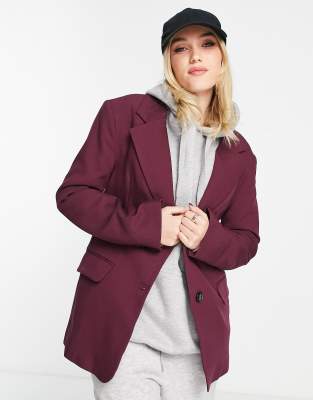 Pull&Bear oversized blazer in wine