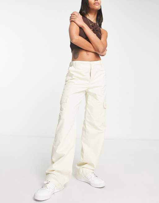 Pull&Bear - Oversized cargobroek met verstelbare taille in ecru