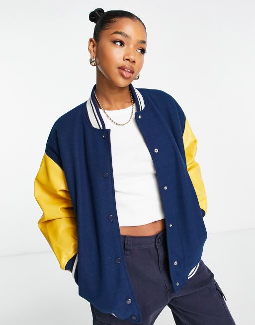 Blue and 2025 yellow bomber jacket