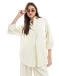 [Pull & Bear] Pull & Bear oversized contrast striped shirt in yellow XL YELLOW