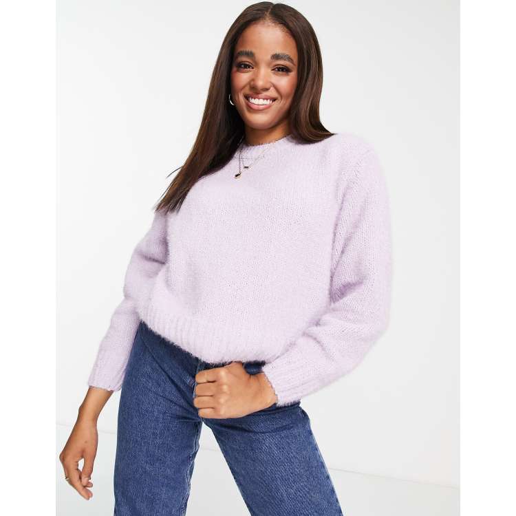 Pull Bear oversized crew neck sweater in lilac ASOS