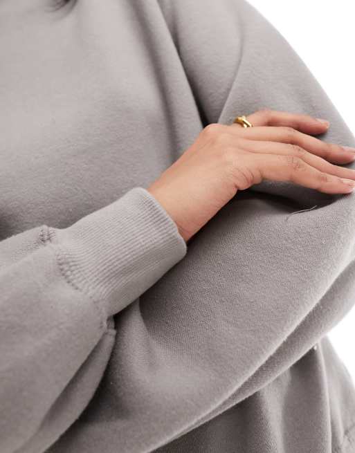 Pull&Bear oversized crew neck sweater in stone, 4 of 4