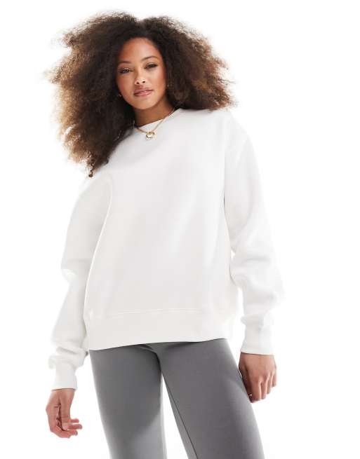 Pull&Bear oversized crew neck sweater in white | ASOS