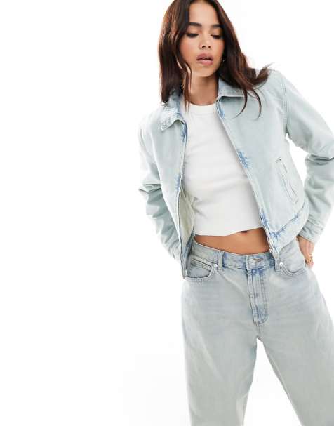 Pull&Bear oversized denim jacket in dirty blue wash - view 1